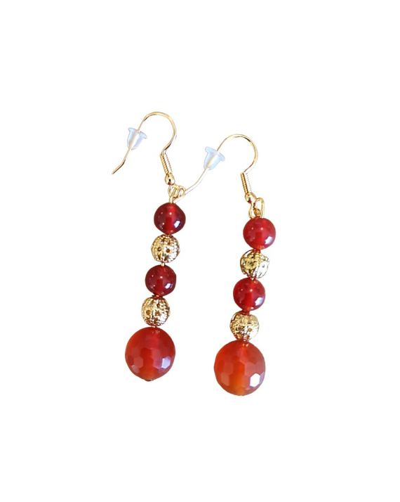 Cornaline - Boucles d'oreilles - Perle