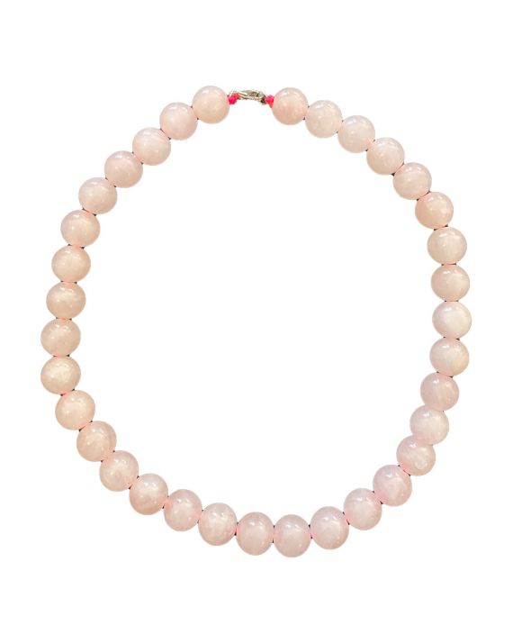 Collier quartz rose 12mm