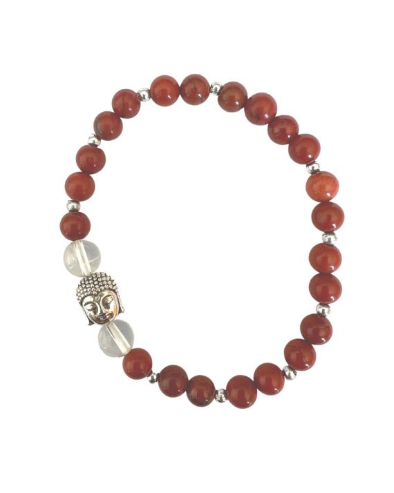 Bracelet en jaspe rouge et cristal de roche Bracelet en jaspe rouge et cristal de roche