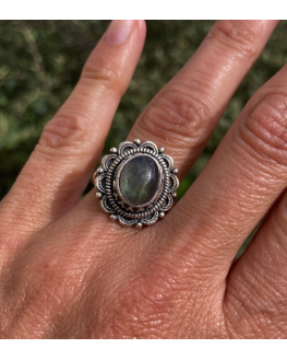 Bague Labradorite Argent 925 Ronde