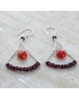Boucles d'oreilles Grenat et Cornaline Argent 925 Boucles d'oreilles Grenat et Cornaline Argent 925