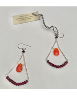 boucles d'oreille cornaline et grenat rouge