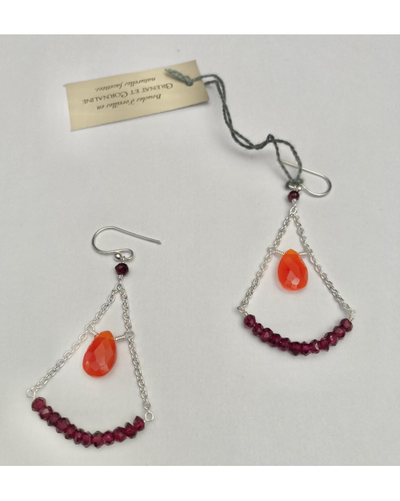 boucles d'oreille cornaline et grenat rouge boucles d'oreille cornaline et grenat rouge