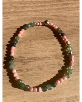 bracelet sur mesure rhodochrosite et agate mousse 20cm