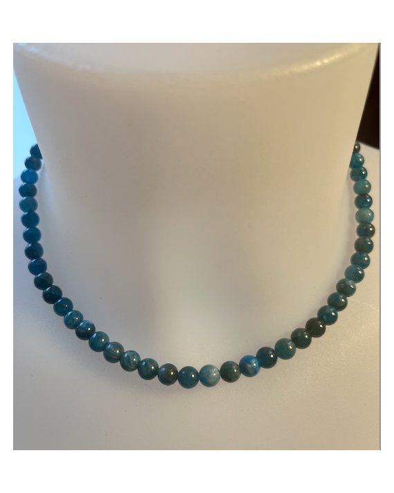 Collier Apatite 6mm 45cm ajustable