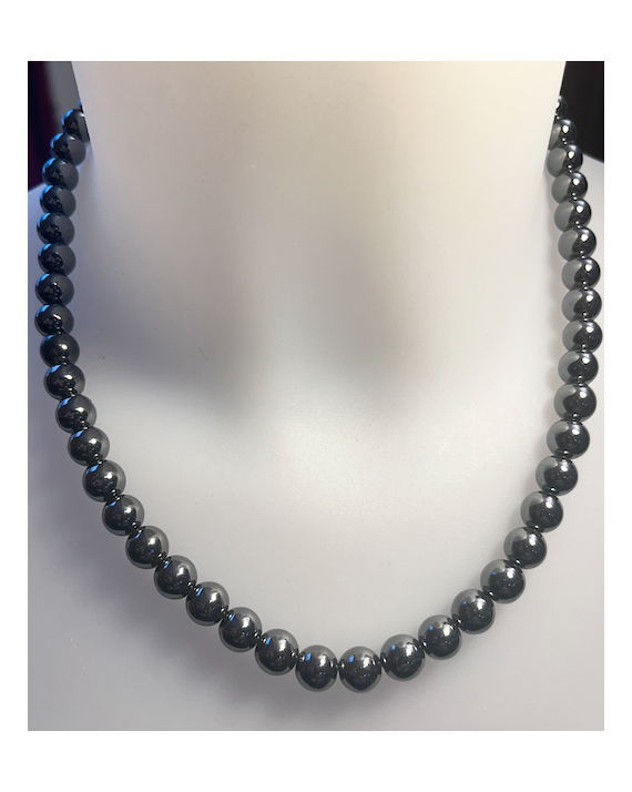 Collier Hématite 8mm 45 cm ajustable