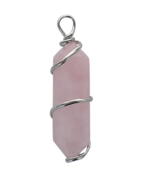 Pendentif - Quartz rose - Pointe biterminée