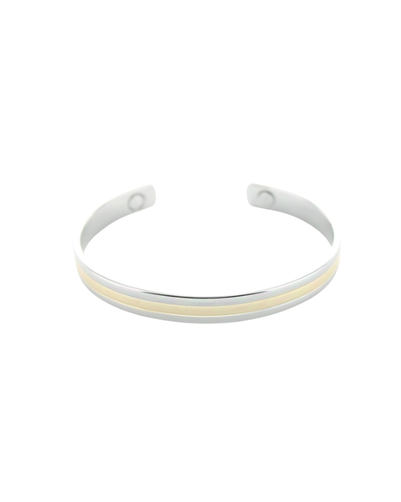 Bracelet cuivre avec Aimants Jonc plat 2 métaux