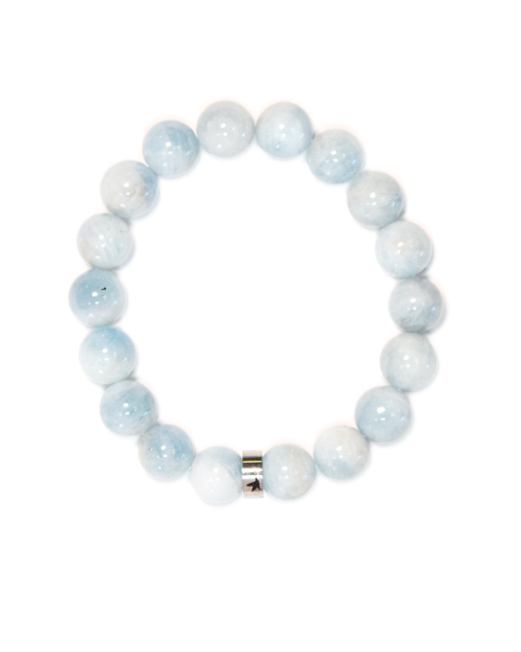 Bracelet Aigue-Marine Perles rondes 10 mm