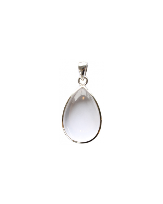 cristal de roche pendentif goutte en argent