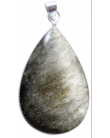 Pendentif - Obsidienne - Goutte - Dorée