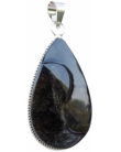 Pendentif - Obsidienne argentée - Goutte - Yin yang