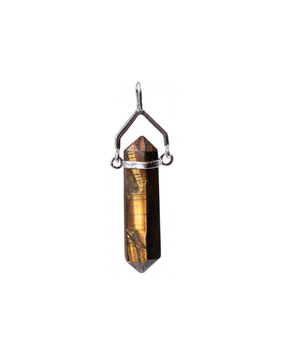 Pendentif pointe biterminée en Oeil de Tigre Pendentif pointe biterminée en Oeil de Tigre