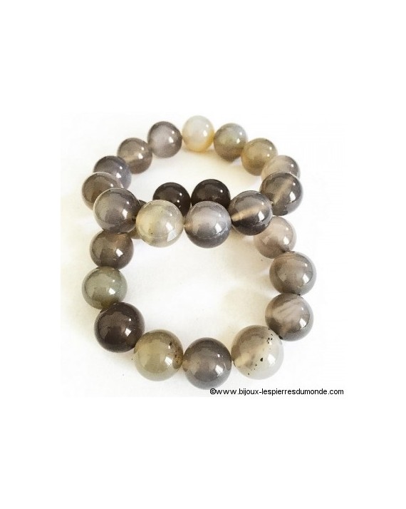 Bracelet agate naturelle boules 12mm