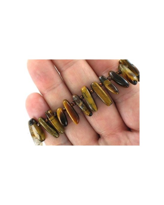 Bracelet Plaquettes en Oeil de tigre Bracelet Plaquettes en Oeil de tigre