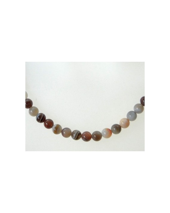 Collier en perles d'agate Botswana 4mm