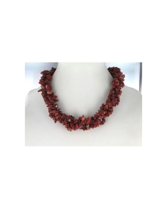 Collier - Jaspe rouge - Baroque torsadé