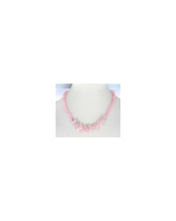 Collier Quartz rose petit carrées