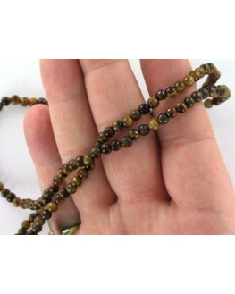 Collier oeil de tigre 4mm 60cm élastique Collier oeil de tigre 4mm 60cm élastique