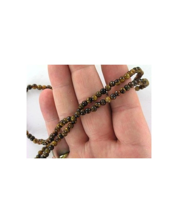 Collier oeil de tigre 4mm 60cm élastique Collier oeil de tigre 4mm 60cm élastique