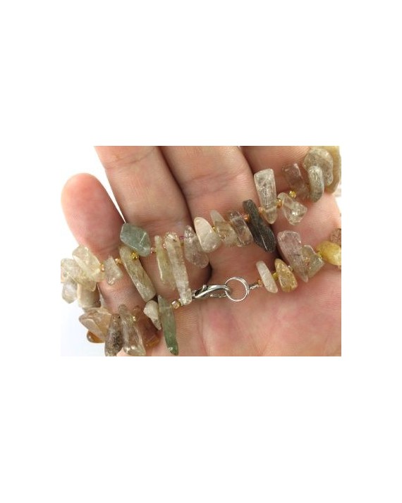 Collier Quartz Rutile plaquettes 45cm