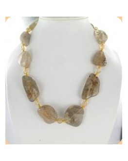 Collier Quartz Rutile pierres roulées 48cm