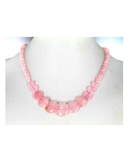 Quartz rose - Collier disques 45cm