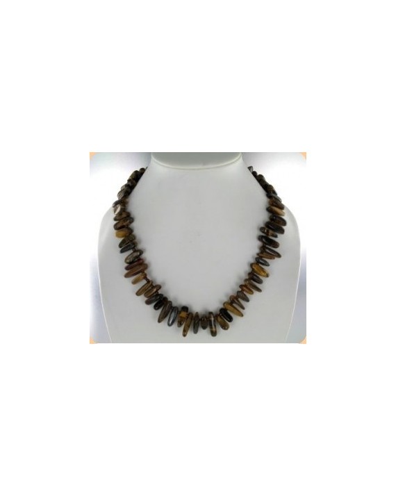 Collier Oeil de tigre plaquettes 45cm Collier Oeil de tigre plaquettes 45cm